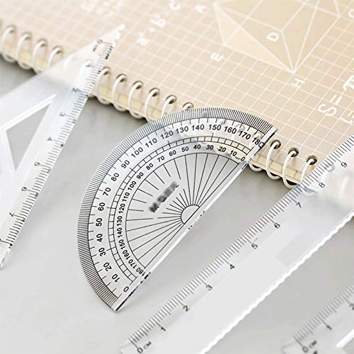 Circle Drawing Tool Circular Gauge Set Metal Compass Math Geometry Kit 7 Piece with Triangle Protractor for Exam