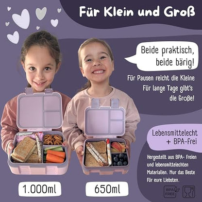 BEARFOOT Kids Lunch Box with Compartments – Compact & Lightweight | Leak-Proof, BPA-Free, Dishwasher Safe | Hand-Drawn Design for Preschool, School, Travel (BubbleTea Purple, 2.75 Cups) - color: BubbleTea-Purple, size: 2.75 Cups