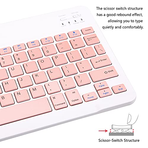 Ultra-Slim Bluetooth Keyboard Portable Mini Wireless Keyboard Rechargeable for Apple iPad iPhone Samsung Tablet Phone Smartphone iPadOS iOS Android (10 inch Pink) - color: 10 inch Pink