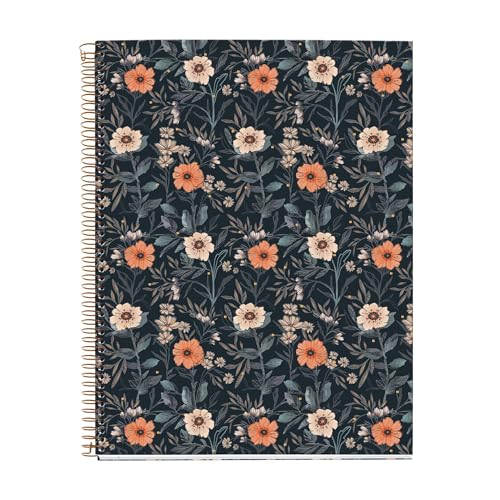Miquel Rius M Fashion 4 Subject Notebook, Lined 11" x 8.5" Heavyweight Paper, 120 Sheets (Subjects Separated by color), 3 Hole Punched, Micro-Perforated, British Bloom Cover