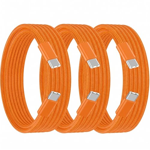 USB C to USB C Cable for iPhone 17 Pro Max 6ft, Cosmic Orange Woven, 60W - Type C Charger 3Pack iPhone Fast Charger Cord Data Sync for iPhone 17 16 15, Airpods, iPad Pro, Air, mini, MacBook - color: Cosmic Orange