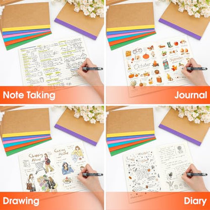 32 Pack Composition Notebooks Bulk, A5 Kraft Cover Lined Journaling Notebooks, 8.3”x 5.5” Travel Notebook for School Office Students Artists, 8 Colors 60 Pages