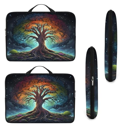 Laptop Sleeve Bag with Handle Computer Protective Soft Cover Case for 14 Inch 13 Inch Laptop,Galaxy Art Tree - color: Galaxy Art Tree