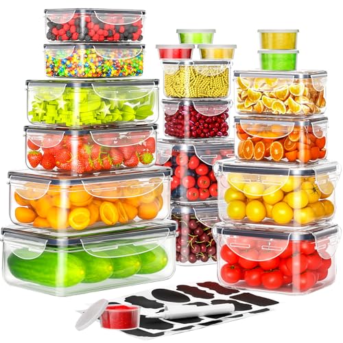 40 PCS Food Storage Containers with Lids Airtight (20 Containers & 20 Lids), Plastic Storage Meal Prep Container-Stackable 100% Leakproof & Microwave Organization and Storage Sets, Lunch Containers - color: Transparent-20
