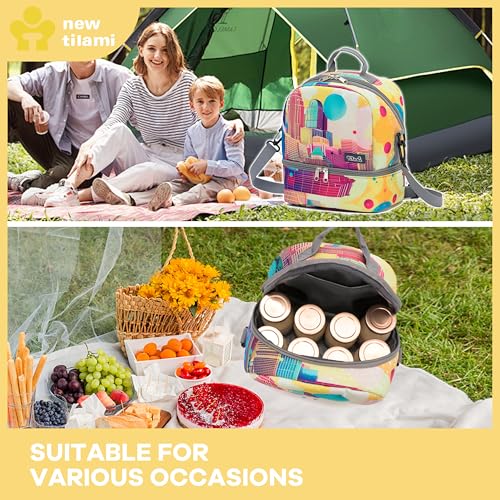 NEW TILAMI Kids Lunch Bag Double Insulated for tilami Rolling Backpack Girls Boys forTravel School Picnic, City Pastel - color: City Pastel