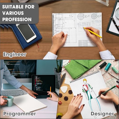 Engrowtic 2 Pack Top Spiral Graph Paper Notebooks 8.7 X11.4 Inch A4 Grid Paper Notepad 70 Sheet Memo Steno Pad for Engineering Writing Sketching Drawing School Office Supplies (Kraft) - color: Kraft