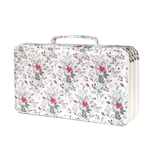 YOUNGCOL 300-Capacity Colored Pencil Case Pen Organizer (White Floral) - color: White + Floral, size: 300 Capacity