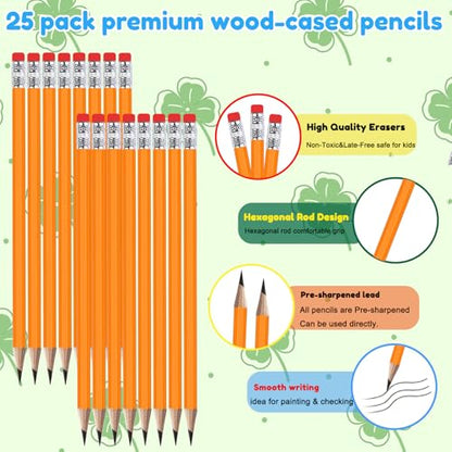 Adhere 25pcs Woodcase Pencils with Eraser Premium Pre-Sharpened Hexagon Graphite 2B pencils ideal for home, office writing including a Free Sharpener (Orange・25pcs) - color: Orange・25pcs