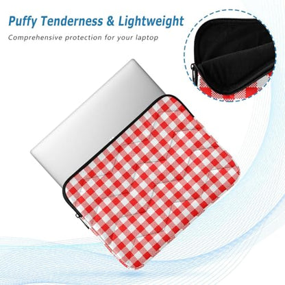 Laptop Sleeve Gingham Plaid Red White Computer Carrying Case Notebook Briefcase Tablet Puffy Cover Durable Waterproof PC Bag for 13.3-14" Pro Air Max - color: Multi-005