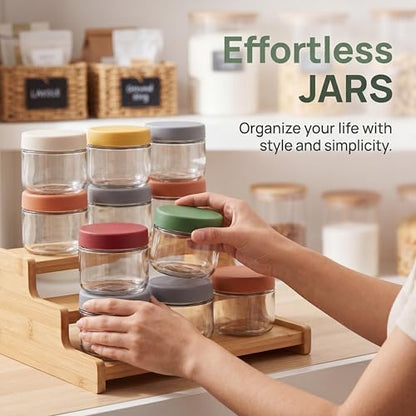 EONJOE 10 oz Small Glass Containers with Lids, Food Storage Jars, 6pk | Perfect for Chia Pudding Jam Snacks Yogurt Overnight Oats Candy ,Dishwasher safe,Airtight - size: 10oz