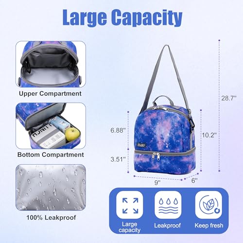 NEW TILAMI 19 Inch Rolling Backpack with Lunch Bag for Girls Boys Wheeled Laptop Backpack Durable Carry-on Bag School Travel, Star Violet - color: Purple Star Violet