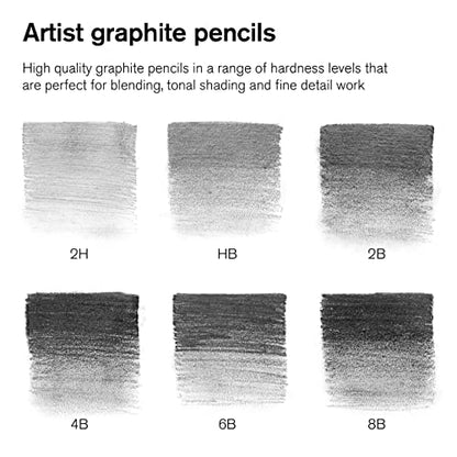 Winsor & Newton Studio Collection 아티스트 연필, 흑연 연필, 6개 세트 - style: 흑연 연필 6개