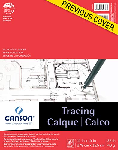 Canson Foundation Tracing Paper Pad for Ink, Pencil and Markers, Fold Over, 25 Pound, 11 x 14 Inch, 50 Sheets - size: 11" x 14", style: 11" x 14" Fold Over