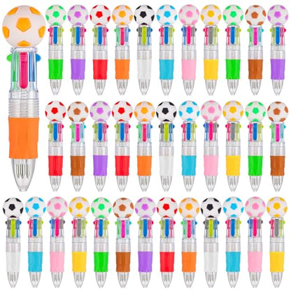 36Pcs 4-in-1 Soccer Mini Theme Multicolor Ballpoint Pens | Cute Retractable Pen Bulk for Birthday Party Classroom Student Prizes Teacher Rewards - style: SoccerMulticolorPens36Pcs