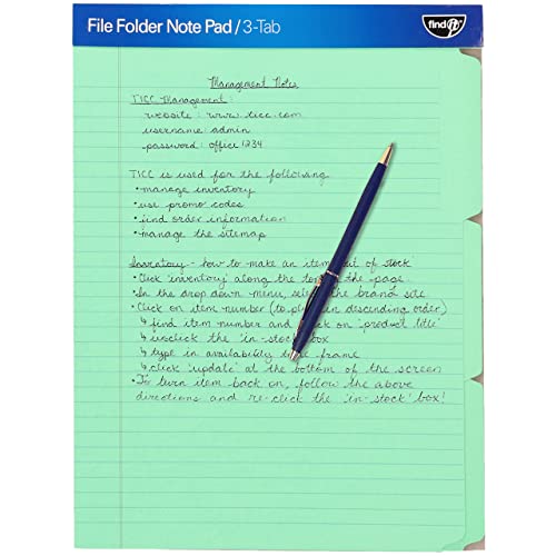 Find It File Folder Notepad - Pack of 72-9.5 x 12.5 Inch Notebook Organizer Folders for Filing, Document, and Clipboard Organization - Green - color: Green, size: 72 Folders