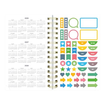 Blueline® Essential Academic Daily/Monthly Planner, August 2026 to July 2027, Gold Twin-Wire Binding, Poly Cover, 8" x 5", Nautical Design, Shells (CA214PH.03) - color: Shells