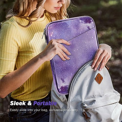 MoKo 9-11 Inch Tablet Sleeve Bag Carrying Case with Accessory Pocket | Fits iPad Air 5/4th 10.9, iPad Pro 11 M2, iPad 10th 10.9, Galaxy Tab S9 11 and Tab S8/A8/A7, Purple Starry Sky - color: Purple Starry Sky, size: 9-11 Inch