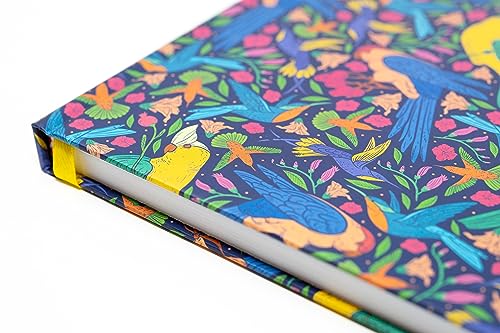 Beatrix & Luca College Ruled Notebook - A5 Journal – Lay Flat with Bookmark and Elastic Band - 160-Pages – 100 GSM Paper - Composition or Diary – Lined Pages - color: blue tropical birds