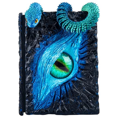 Handmade Big Eye Monster Embossed Journal,Resin Engraving Notebook,Blank Paper,Hardcover Travel Notepad for Writing,Sketchbook,Collection,Gift,Decoration Diary for Man Woman A5 Size (Blue with snake) - color: Blue with blue snake