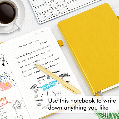 12 Pack Notebooks Journals Bulk with 12 Black Pens, Feela A5 Hardcover Notebook Classic Ruled Journal Set with Pen Holder for School Business Work Travel Writing, 120 GSM, 5.1”x8.3”, Yellow - color: 12 Pack yellow