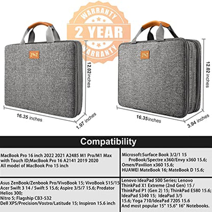 ZINZ Slim Expandable Laptop Case 15.6 Inch Sleeve Upgraded Protective Durable Recycled Carrying Case Compatible with MacBook 15" & 16" and Most 15" 15.6" 16" Notebook,D01G01 - color: D01g01, size: 15.6"