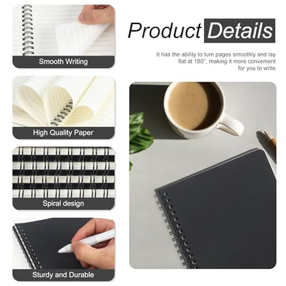 miikoul 100 Packs A5 Spiral Notebooks, Black Ruled Notebooks Bulk, 8.0"×5.6", 60 Sheets/120 Pages, Hardcover Lined Journal Notepad Travel Notebooks for Office and Back to School Supplies - color: Black, size: 100 Pack