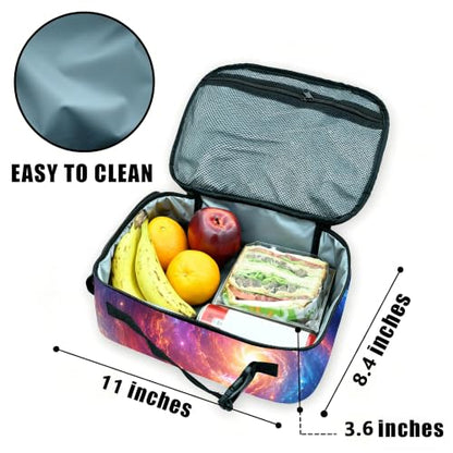 Space Lunch Bag Insulated Reusable Lunch Box Kids Girls Boys Cooler Thermal Tote Bag For Men Women School Work Picnic - color: Space