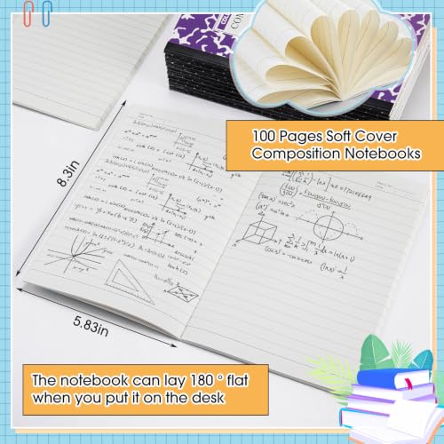 Fainne 60 Pack Composition Notebooks College Ruled A5 Composition Notebook Bulk Marble Notebooks 30 Sheets (60 Pages) for Student Journal Classroom Office School Supplies(6 Color) - color: 6 Color