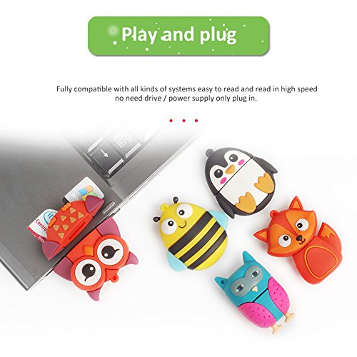 16GB USB Flash Drive Pack of 5 Pcs, BorlterClamp Thumb Drive with Cute Animal Pattern, Gift for Students and Children - color: Cute Animal Pattern 16GB* 5