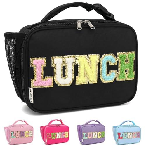 GYEUKHAM Insulated Lunch Box for School, Thermal Reusable Durable Freezable Lunch Bags for Kids Boys Girls Men Women - Small Soft Cooler Portable Lunch Tote Kit for Work Picnic Travel,Black Alphabet - color: Black#1