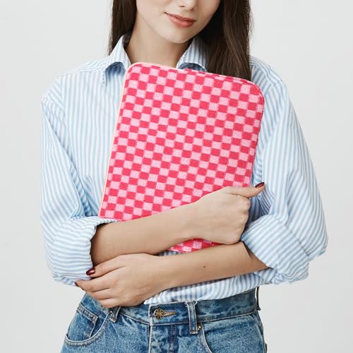 Puffy Laptop Sleeve 15-16 inch, Cute Knitted Protective Carrying Case for Women & Men, Compatible with MacBook Pro 16-Inch M4, 15.6 Inch Tablets Notebook (Checkered Red) - color: Checkered Red, size: 15-16 inch