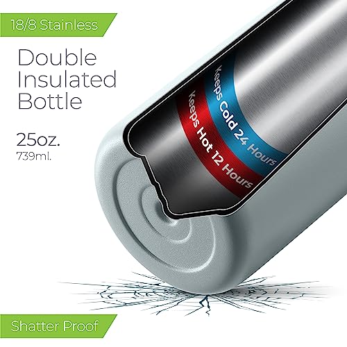 SipX™ 25 oz Insulated Water Bottle with 3 Lids – Leakproof Stainless Steel, Triple Insulated – Cold 24 Hours/Hot 12 Hours – Durable Bottle for School, Gym, Travel – Blue - color: Blue, size: 25 Ounces