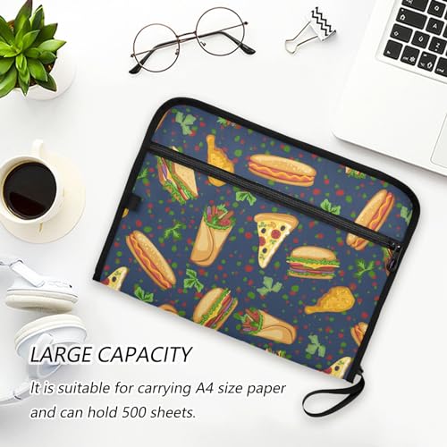 Hamburgers Cheeseburgers File Folders,Plastic Folders with 13 Pockets,Expandable File Folder for Documents School Students Office,Aesthetic Folder with Labels A4 Letter Size - color: Multi 3