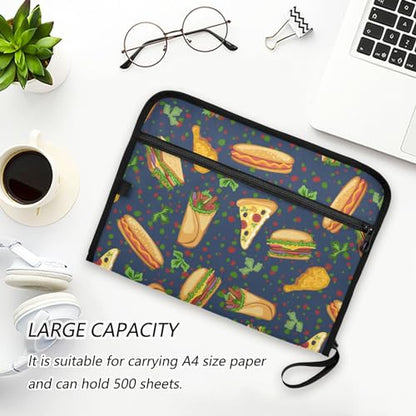 Hamburgers Cheeseburgers File Folders,Plastic Folders with 13 Pockets,Expandable File Folder for Documents School Students Office,Aesthetic Folder with Labels A4 Letter Size - color: Multi 3