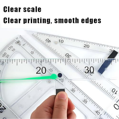 Magnetic Geometry Tool, Protractor, Triangle Rulers Easy Attachment Blackboard Measurement Kit, Teacher Board Protractor Multi-Purpose Kit Large (Transparent-3pc) - style: Transparent-3pc