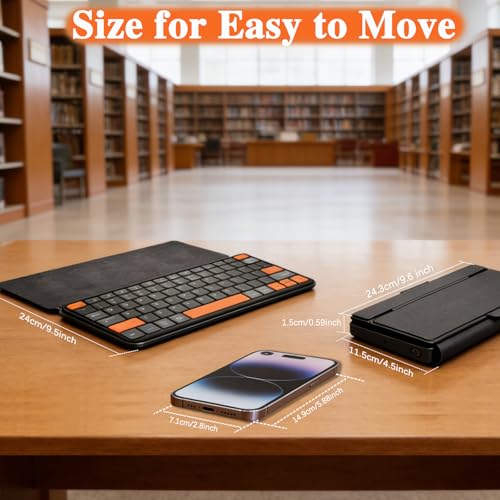 Foldable Keyboard with 7-Color Backlit & Any-Angle Stand | Portable Wireless Keyboard for Windows, iOS & Android,Compact Travel Bluetooth Keyboard for iPad/Phones/Z Fold/Galaxy Tab