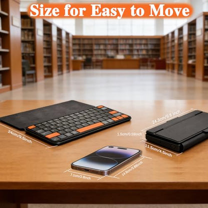 Foldable Keyboard with 7-Color Backlit & Any-Angle Stand | Portable Wireless Keyboard for Windows, iOS & Android,Compact Travel Bluetooth Keyboard for iPad/Phones/Z Fold/Galaxy Tab