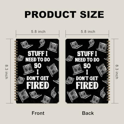2 Pcs Funny A5 Spiral Notebook Stuff I Need To Do So I Don't Get Fired | 160 Pages Journal Notebook, Sarcastic Spiral Notepad, Hardcover Journals for Writing Travel Office, School Office Supplies - color: Multicolour 0011