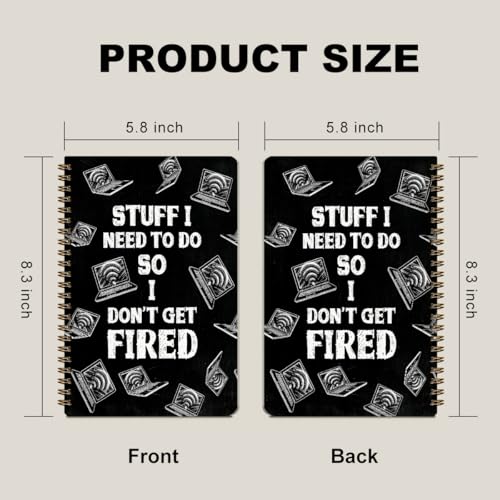 2 Pcs Funny A5 Spiral Notebook Stuff I Need To Do So I Don't Get Fired | 160 Pages Journal Notebook, Sarcastic Spiral Notepad, Hardcover Journals for Writing Travel Office, School Office Supplies - color: Multicolour 0011