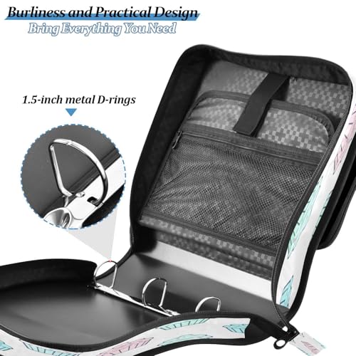 Cupcakes Design Zipper Binder 3 Ring 1.5 inch D-Ring Binder Multiple Storage Pockets Expanding File Folder Document Organizer