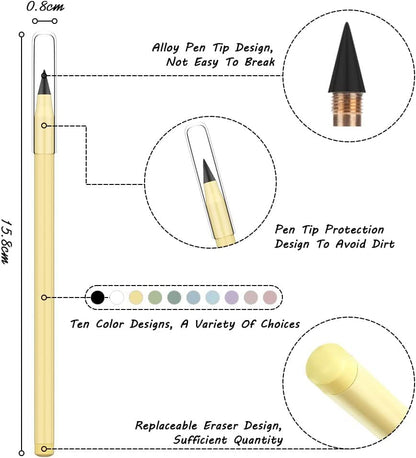 Ainiv Everlasting Pencil - Infinity Pencil with Eraser, Reusable with 10 Replaceable Nibs, Ideal for Home, Office, School and Drawing - color: 10PCS