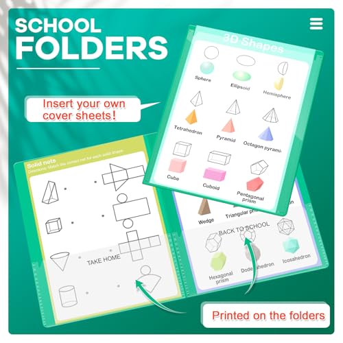 Henoyso 48 Pcs Folders Take Home Heavy Duty 2 Pocket Homework Folder for Students Parent Teacher Communication,11.8 x 9.45 Inch(Green) - color: Green