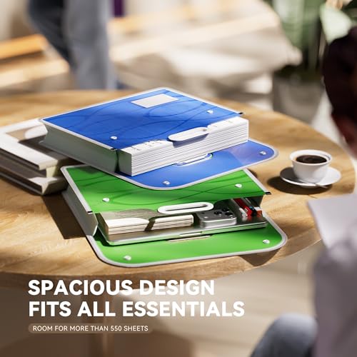 ABC life 2 Pack Plastic File Folder with Handle | Fits Letter/A4, Snap Closure, For School, Office, Travel, Tax Documents - Blue&Green - color: Blue&green, size: 2 PACK