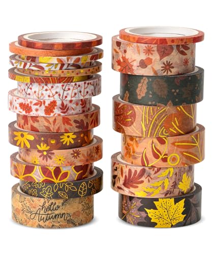 Mr. Pen- Washi Tape Set, 21 Rolls, Assorted Sizes, Autumn Leaves | 5.5 Yards/Roll, Washi Tape for Scrapbook, Arts, Crafts, Journals and Planners - color: Autumn Leaves, size: 0.1", 0.3", 0.6", 21 Rolls