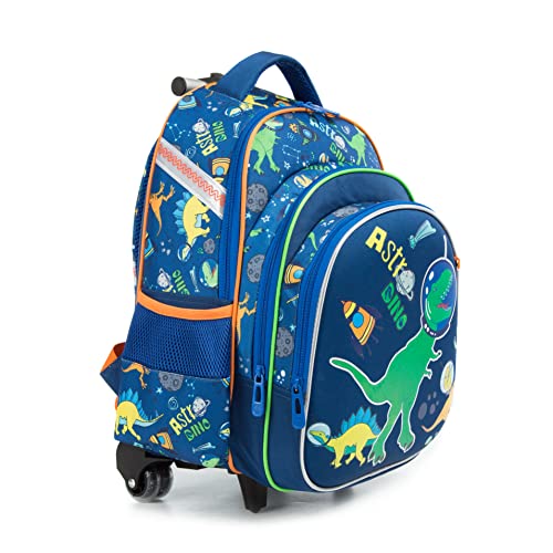 Meetbelify Boys Dinosaur Rolling Backpack Kids Backpacks with Wheels for School Bags Luggage - color: Dinosaur