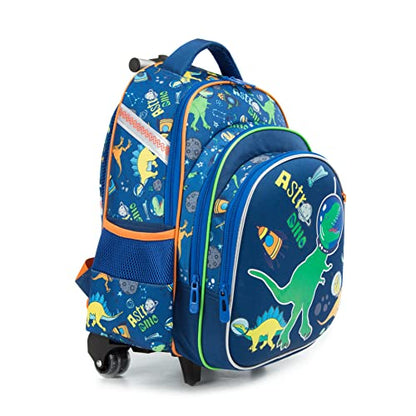 Meetbelify Boys Dinosaur Rolling Backpack Kids Backpacks with Wheels for School Bags Luggage - color: Dinosaur