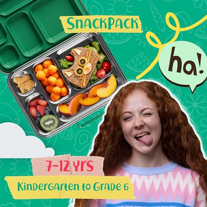 AOHEA Stainless Steel Bento Box Kids, Kids Metal Bento Lunch Box BPA Free Lunch Box Containers 304 Stainless Steel Bento Box for School and Office(Green) - color: Green-05