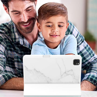 ZryXal iPad Pro 11 Inch Case (M5) 2025/ (M4) 2024 (Model: A2836/A2837/A3006), Trifold Stand Smart Cover with Pencil Holder and Soft TPU Back, Auto Wake/Sleep (Marble White) - color: Marble White