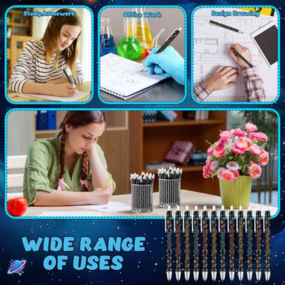 Sinload 60 Pcs Mechanical Pencil Bulk, 0.7 mm Cute Motivational Mechanical Pencil for Writing, Sketching, Drawing, Gifts from Teacher Reward Office Supplies Bee Party(Space) - style: Space