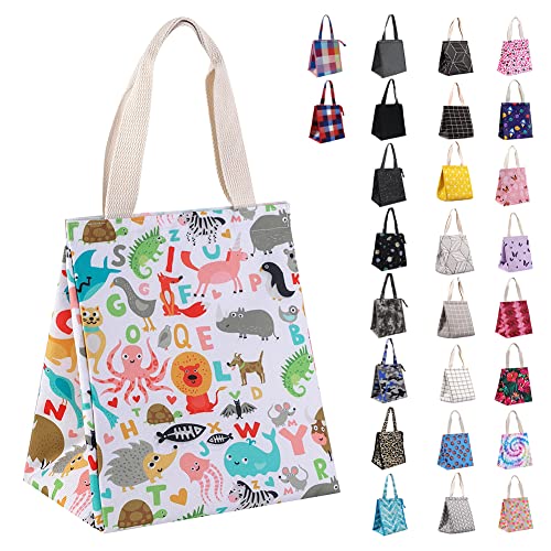 iknoe 9L Insulated Lunch Bag, Leakproof lunch Tote for Men & Women Zoo | Lightweight 0.3 lb, compact foldable design, aluminum foil interior, velcro closure, wide opening, for meals, snacks, office - color: Zoo, size: Velcro Closure